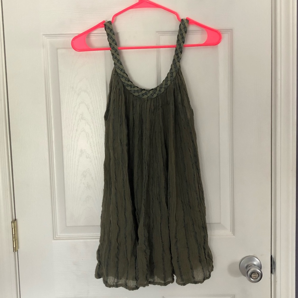 Braided women’s olive tank top, OS